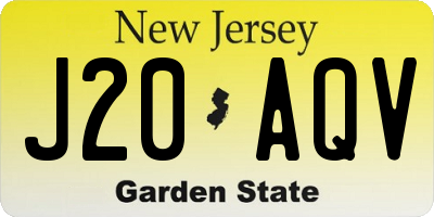 NJ license plate J20AQV