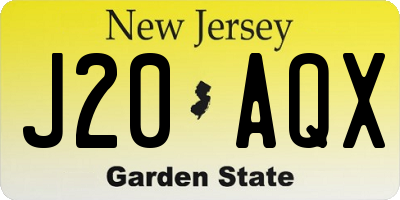 NJ license plate J20AQX