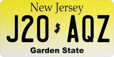 NJ license plate J20AQZ