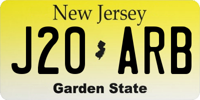 NJ license plate J20ARB