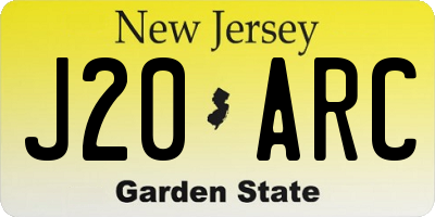NJ license plate J20ARC
