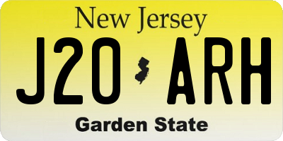 NJ license plate J20ARH