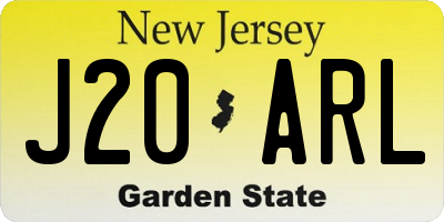 NJ license plate J20ARL