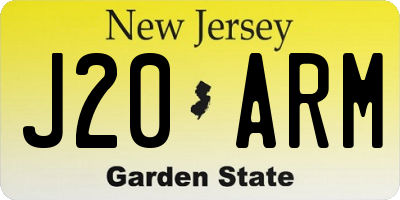 NJ license plate J20ARM