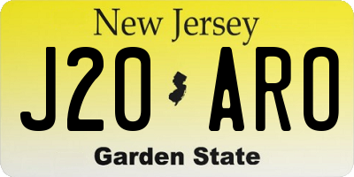 NJ license plate J20ARO