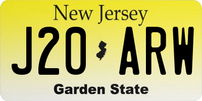 NJ license plate J20ARW
