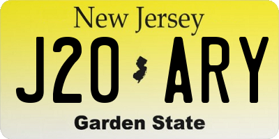 NJ license plate J20ARY