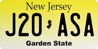 NJ license plate J20ASA