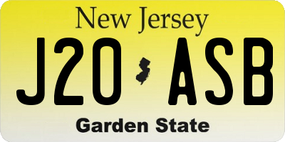 NJ license plate J20ASB