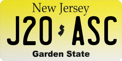 NJ license plate J20ASC