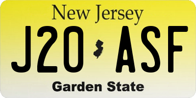 NJ license plate J20ASF
