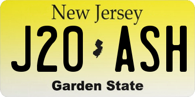 NJ license plate J20ASH