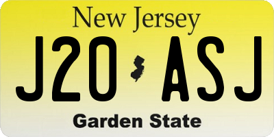 NJ license plate J20ASJ