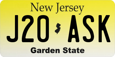 NJ license plate J20ASK