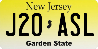 NJ license plate J20ASL