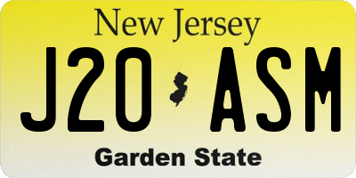 NJ license plate J20ASM