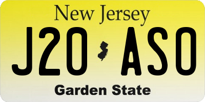 NJ license plate J20ASO