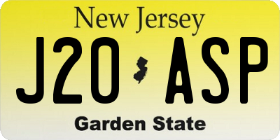 NJ license plate J20ASP