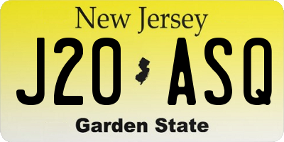 NJ license plate J20ASQ