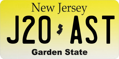 NJ license plate J20AST