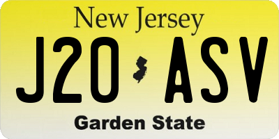 NJ license plate J20ASV