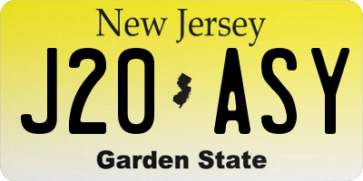 NJ license plate J20ASY
