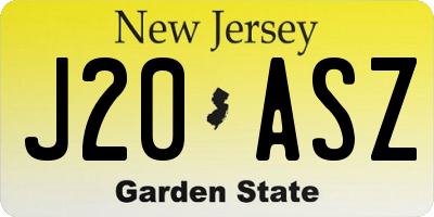 NJ license plate J20ASZ