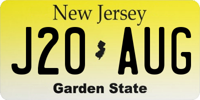 NJ license plate J20AUG