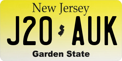 NJ license plate J20AUK