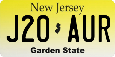 NJ license plate J20AUR