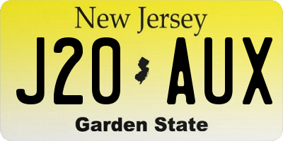 NJ license plate J20AUX