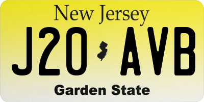 NJ license plate J20AVB