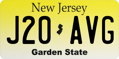 NJ license plate J20AVG