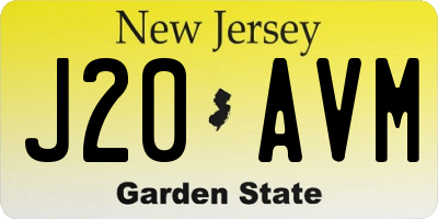 NJ license plate J20AVM