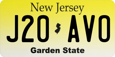 NJ license plate J20AVO