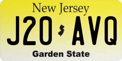 NJ license plate J20AVQ