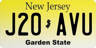 NJ license plate J20AVU