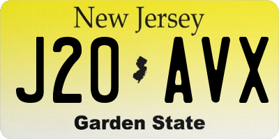 NJ license plate J20AVX