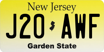 NJ license plate J20AWF
