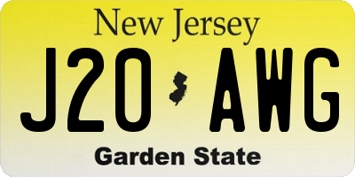 NJ license plate J20AWG