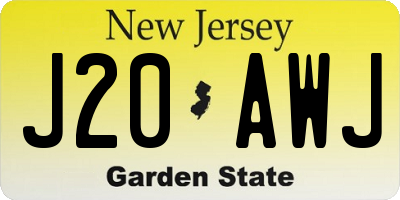 NJ license plate J20AWJ
