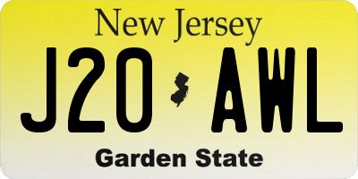 NJ license plate J20AWL