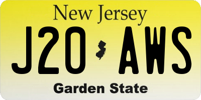 NJ license plate J20AWS