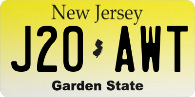 NJ license plate J20AWT
