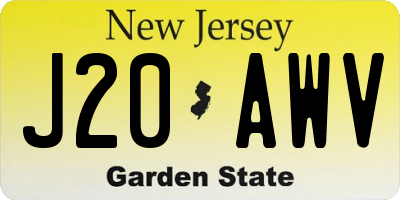NJ license plate J20AWV