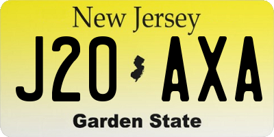 NJ license plate J20AXA