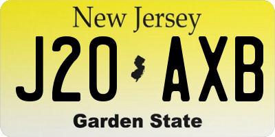 NJ license plate J20AXB