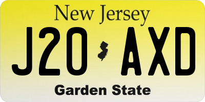 NJ license plate J20AXD