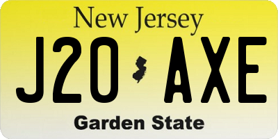 NJ license plate J20AXE