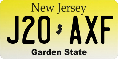 NJ license plate J20AXF